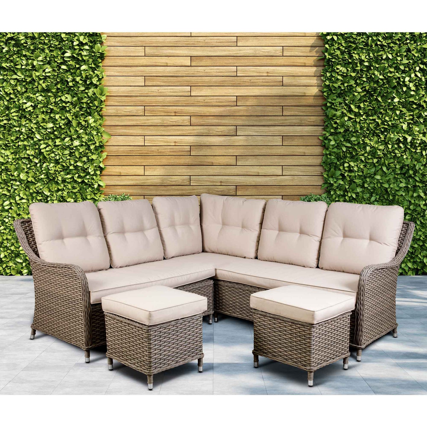 Dellonda Chester 5 Seater Rattan Outdoor Corner Sofa Set