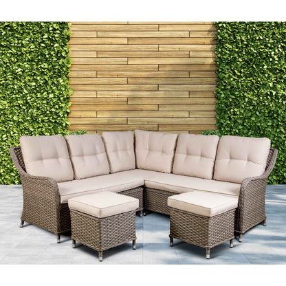 Dellonda Chester 5 Seater Rattan Outdoor Corner Sofa Set