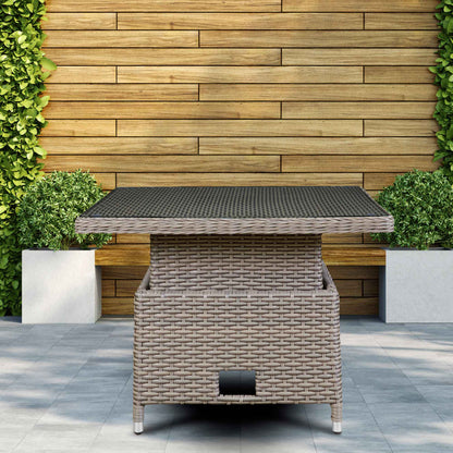 Chester Rattan Wicker Height-Adjustable Outdoor Dining Table - Brown - DG73