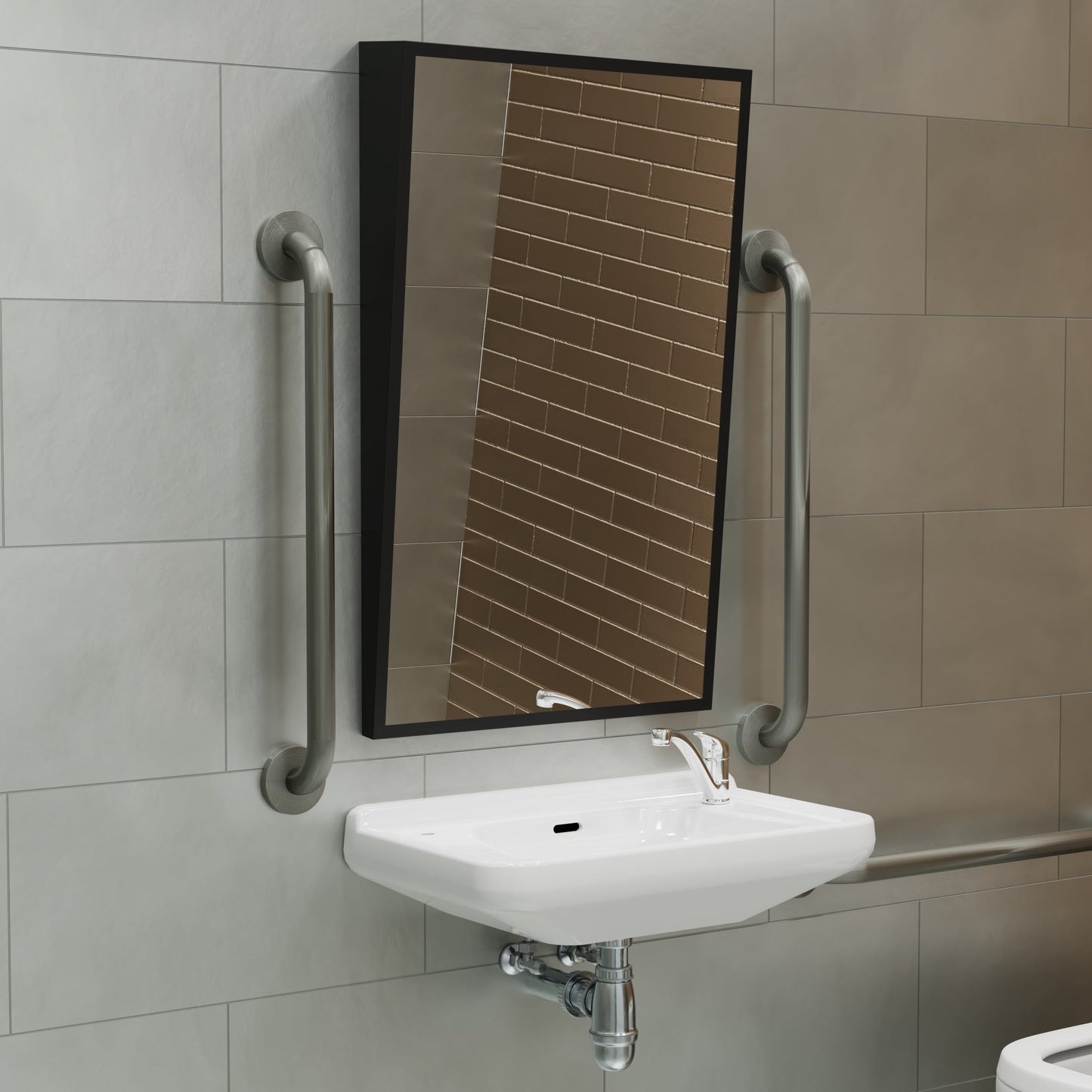 Origins Living Docklands Inclusive Angled Mirror 50x80cm Matt Black - Hot Tub Shop