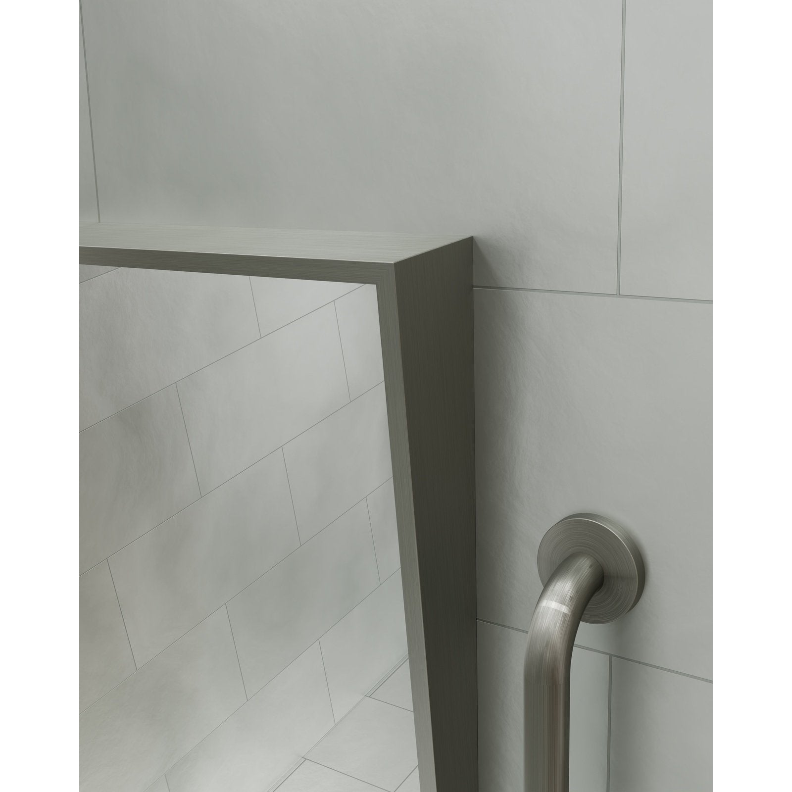 Origins Living Docklands Inclusive Angled Mirror 50x80cm Brushed Stainless Steel - Hot Tub Shop