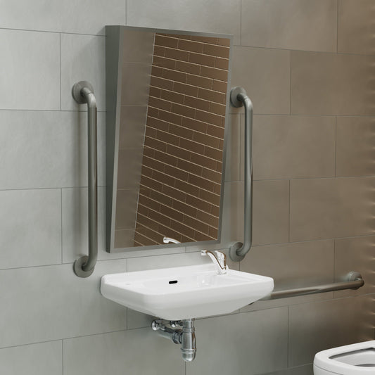 Origins Living Docklands Inclusive Angled Mirror 50x80cm Brushed Stainless Steel - Hot Tub Shop