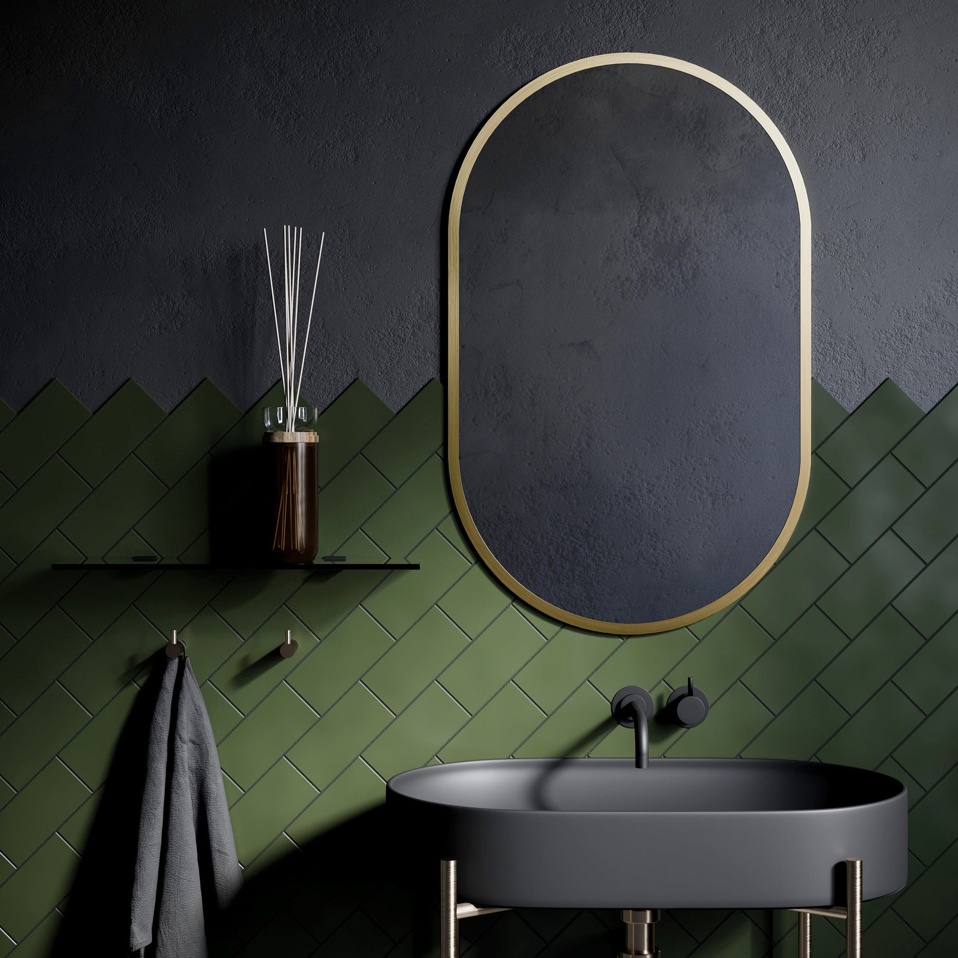 Origins Living Docklands Capsule Mirror 50x80cm Brushed Brass - Hot Tub Shop