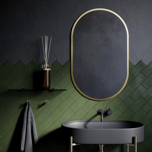 Origins Living Docklands Capsule Mirror 50x80cm Brushed Brass - Hot Tub Shop