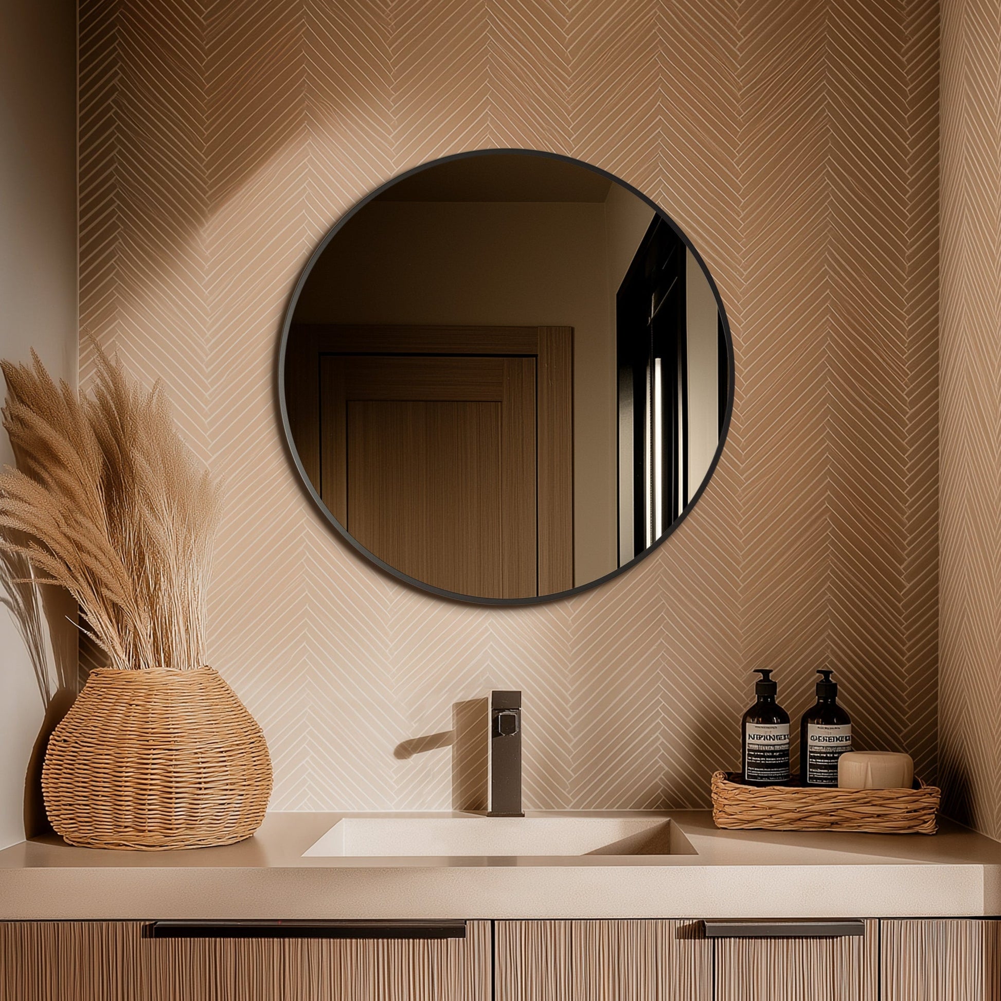 Origins Living Docklands Round Mirror 60cm Gunmetal - Hot Tub Shop