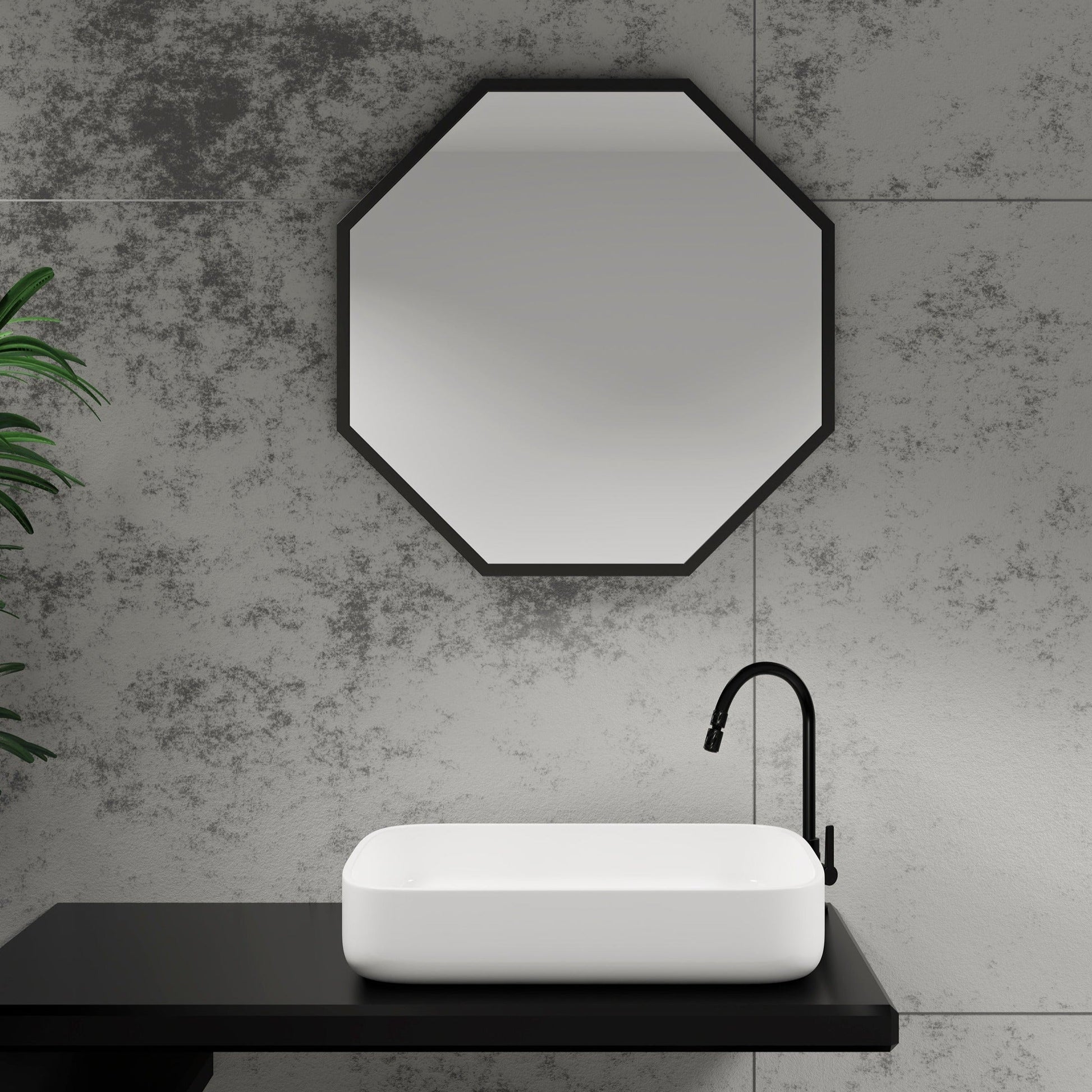 Origins Living Docklands Octagon Mirror 60x60cm Matt Black - Hot Tub Shop