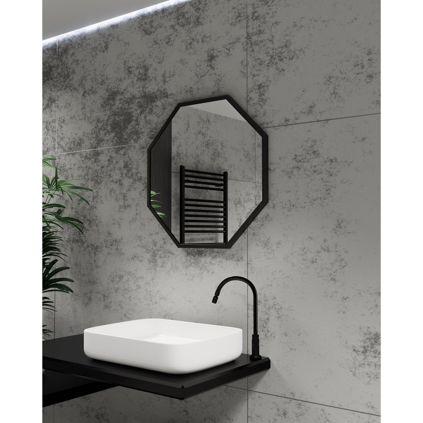 Origins Living Docklands Octagon Mirror 60x60cm Matt Black - Hot Tub Shop