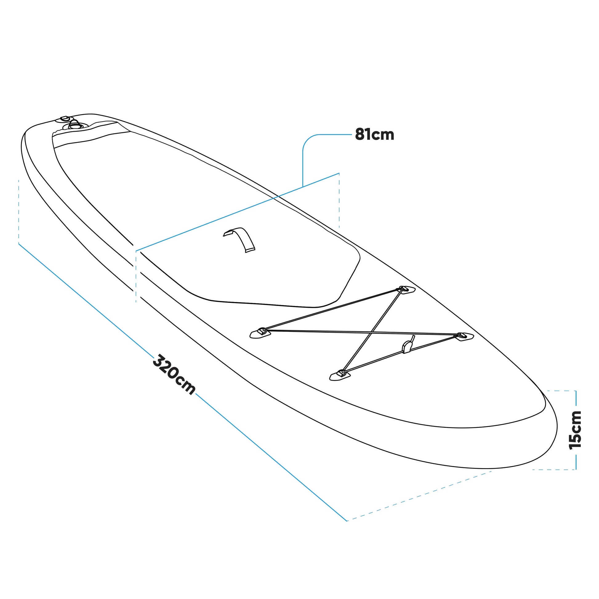 Inflatable Stand Up Paddle Board, SUP, Light Blue/White, 10'6", Leash, Pump, Carry Bag, DL152 - Hot Tub Shop