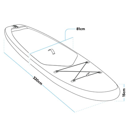 Inflatable Stand Up Paddle Board, SUP, Light Blue/White, 10'6", Leash, Pump, Carry Bag, DL152 - Hot Tub Shop
