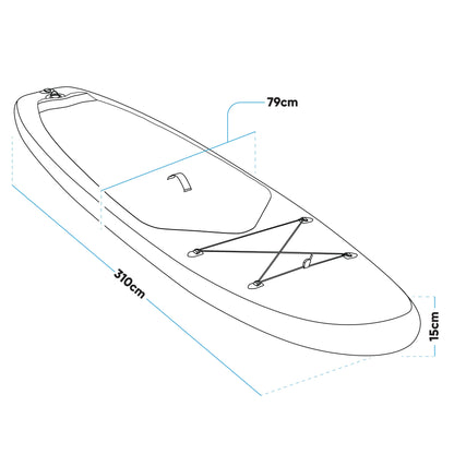 Inflatable Stand Up Paddle Board, SUP, Blue/White, 10'2", Leash, Pump, Carry Bag, DL153 - Hot Tub Shop