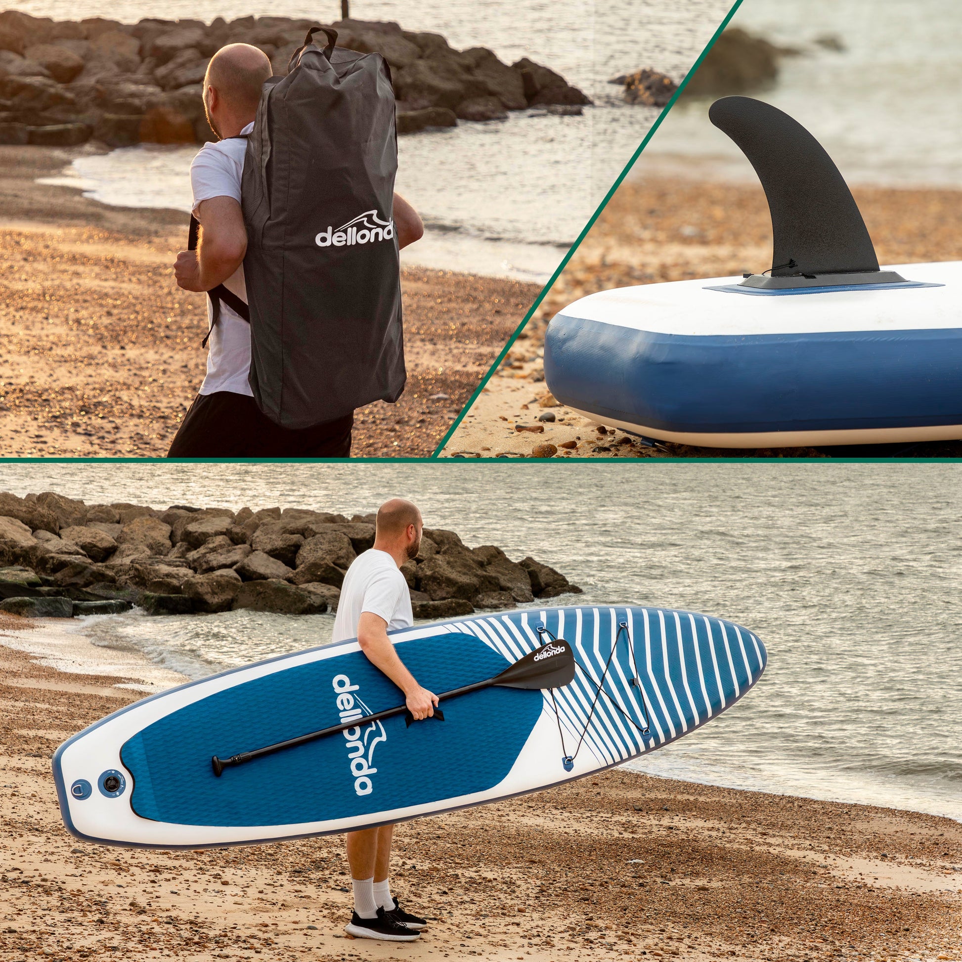 Inflatable Stand Up Paddle Board, SUP, Blue/White, 10'2", Leash, Pump, Carry Bag, DL153 - Hot Tub Shop