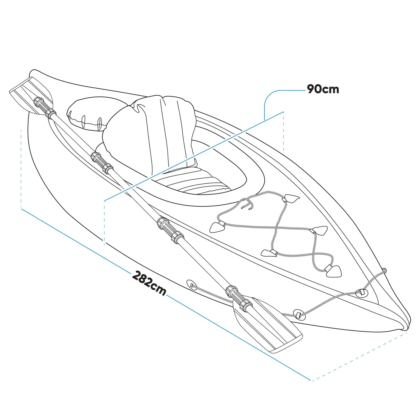 Inflatable One Person Kayak/Canoe Set, Blue/Green, Pump, Aluminium Paddle, DL154
