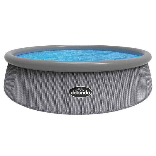 15ft Inflatable Swimming Pool Round with Filter Pump - Grey Rattan - DL18