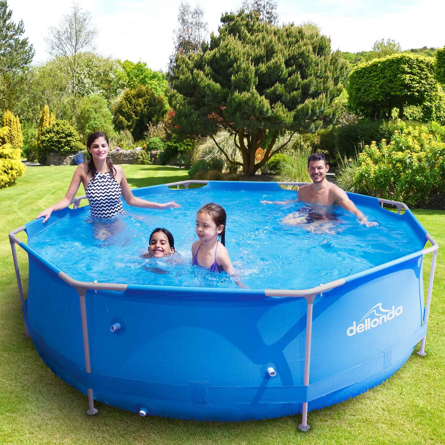10ft Steel Frame Swimming Pool Round with Accessories, Blue - DL137