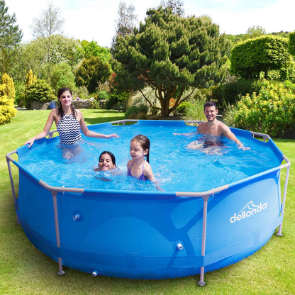 10ft Steel Frame Swimming Pool Round with Accessories, Blue - DL137