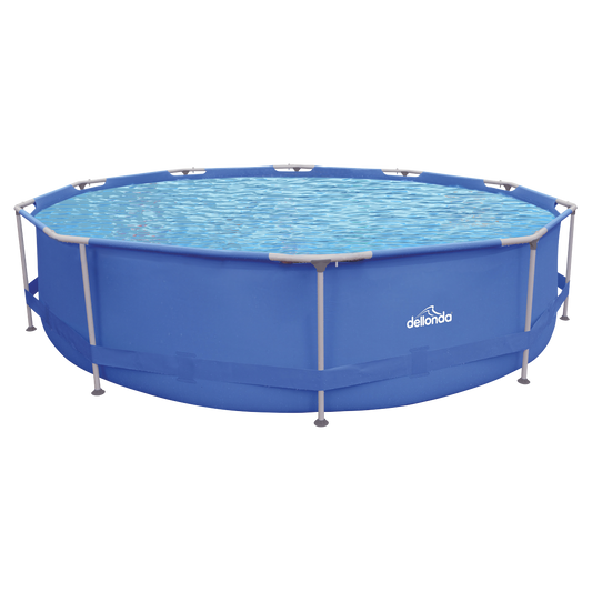 Dellonda 12ft Steel Frame Swimming Pool Round with Filter Pump, Blue - DL20