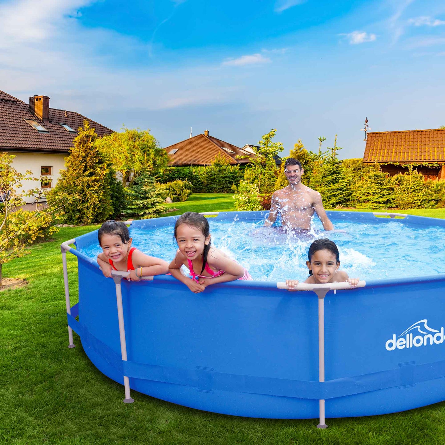 12ft Steel Frame Swimming Pool Round with Accessories, Blue - DL138