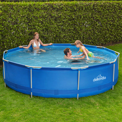 12ft Steel Frame Swimming Pool Round with Accessories, Blue - DL138