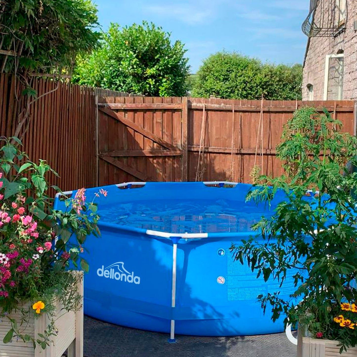 12ft Steel Frame Swimming Pool Round with Accessories, Blue - DL138