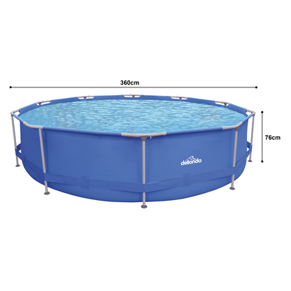Dellonda 12ft Steel Frame Swimming Pool Round with Filter Pump, Blue - DL20