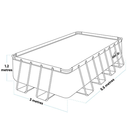 18ft Deluxe Steel Frame Swimming Pool, Rectangular with Filter Pump - DL22