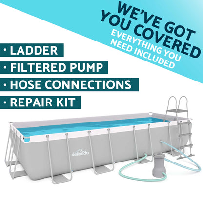 18ft Deluxe Steel Frame Swimming Pool, Rectangular with Accessories - DL140