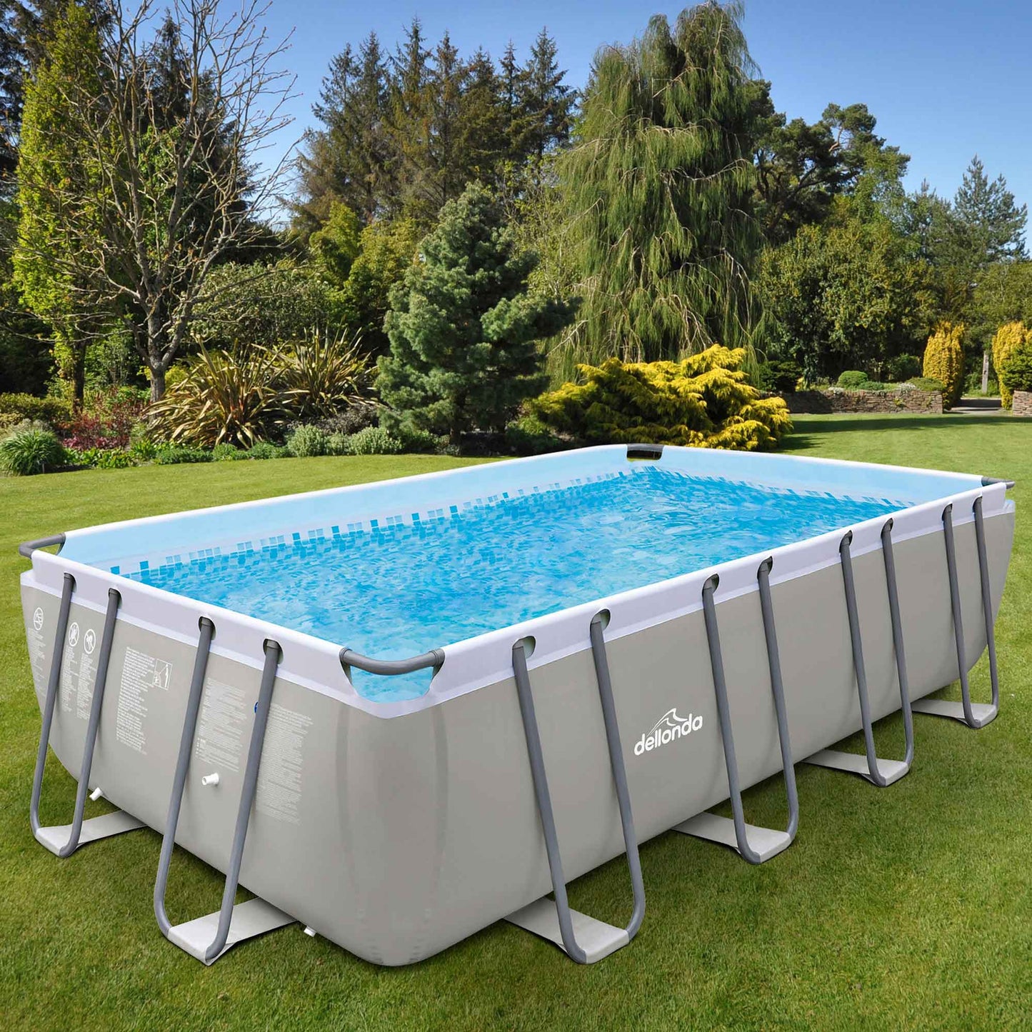 18ft Deluxe Steel Frame Swimming Pool, Rectangular with Accessories - DL140