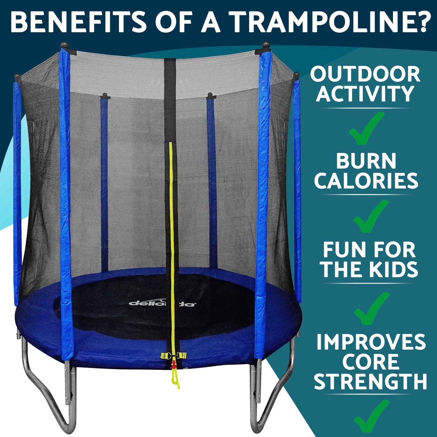 10ft Heavy-Duty Outdoor Trampoline for Kids with Safety Enclosure Net, Includes Anchor Kit & Ladder - DL94 - Hot Tub Shop