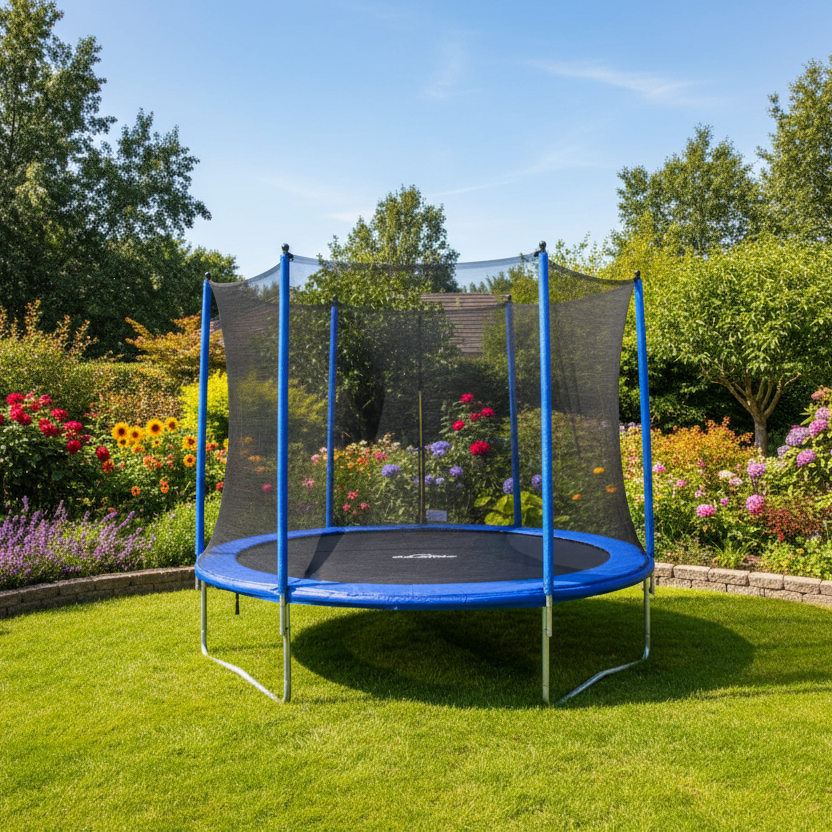 Dellonda 10ft Round Outdoor Trampoline With Safety Net - Hot Tub Shop