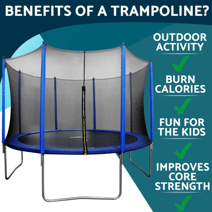 12ft Heavy-Duty Outdoor Trampoline for Kids with Safety Enclosure Net, Anchor Kit and Ladder - DL95 - Hot Tub Shop