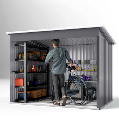Outsunny 8.5 x 6ft Galvanised Steel Garden Shed with Foundation Kit, Grey