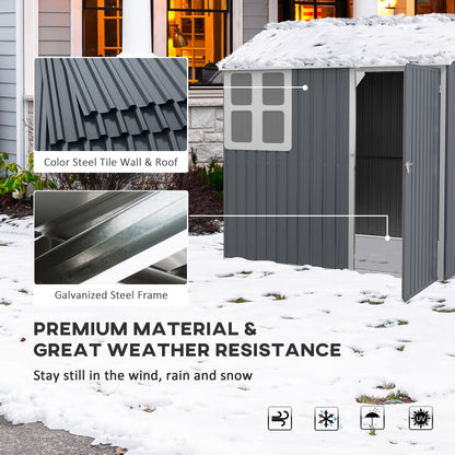 Outsunny 7 x 6 ft Metal Garden Shed Outdoor Storage Shed w/ Door, Dark Grey