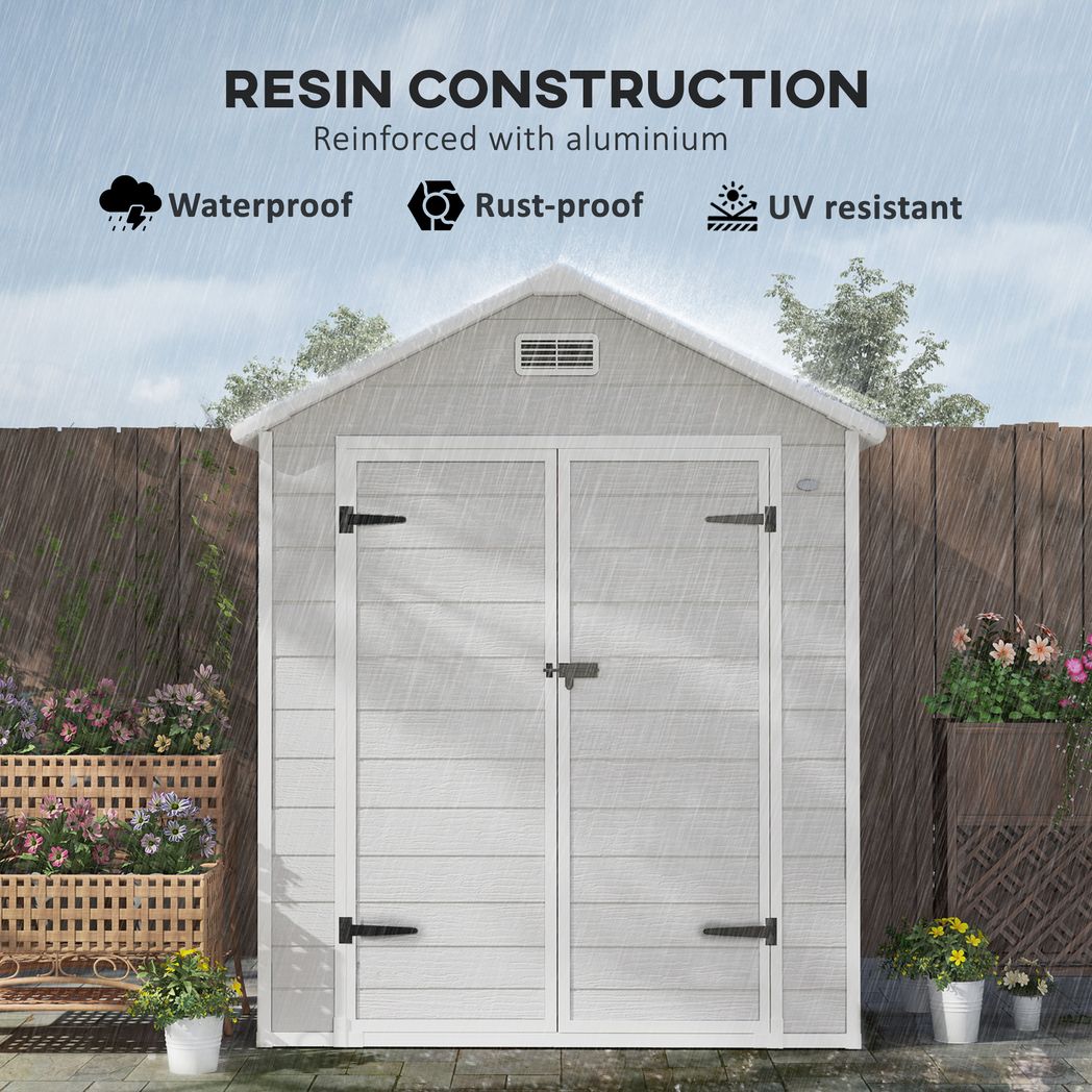 Outsunny 6 x 5ft Resin Garden Shed with Floor and Window