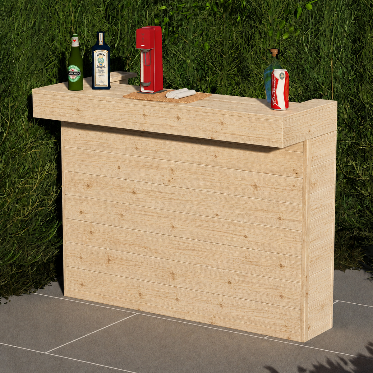 L-Shape Rustic Wooden Garden Bar