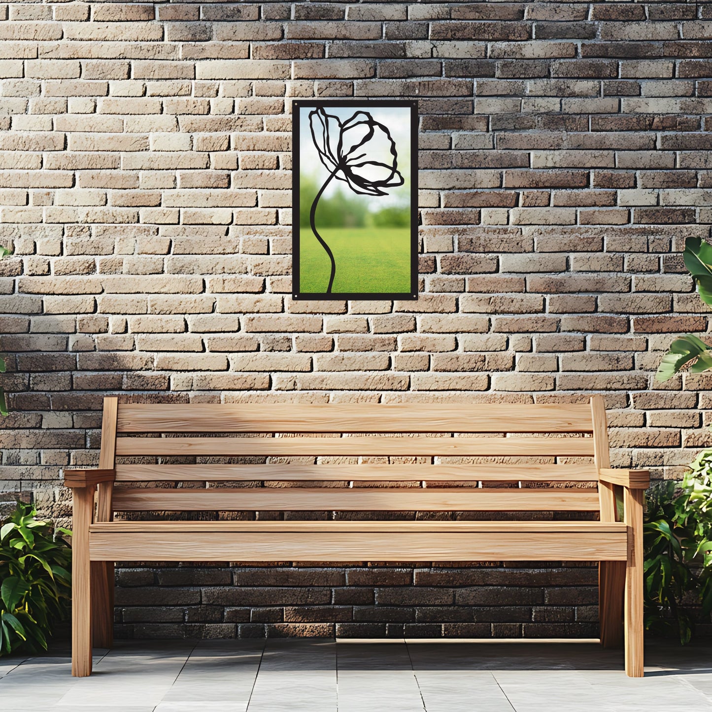 Poppy Flower, SunCatcher Garden Mirror Rectangular Design - Hot Tub Shop