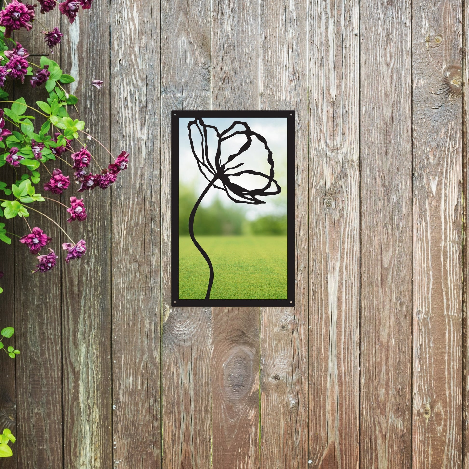 Poppy Flower, SunCatcher Garden Mirror Rectangular Design - Hot Tub Shop