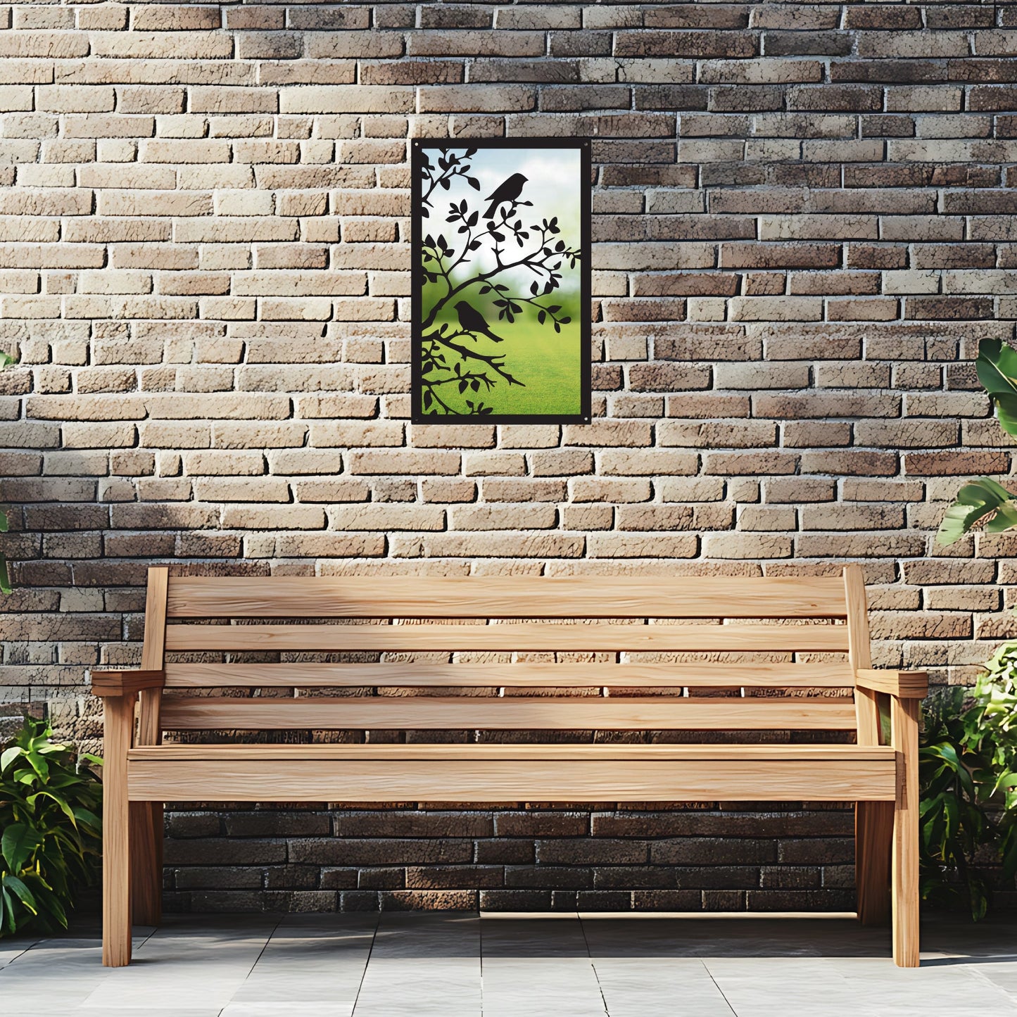 Song Birds in a Tree, SunCatcher Garden Mirror Rectangular Design - Hot Tub Shop