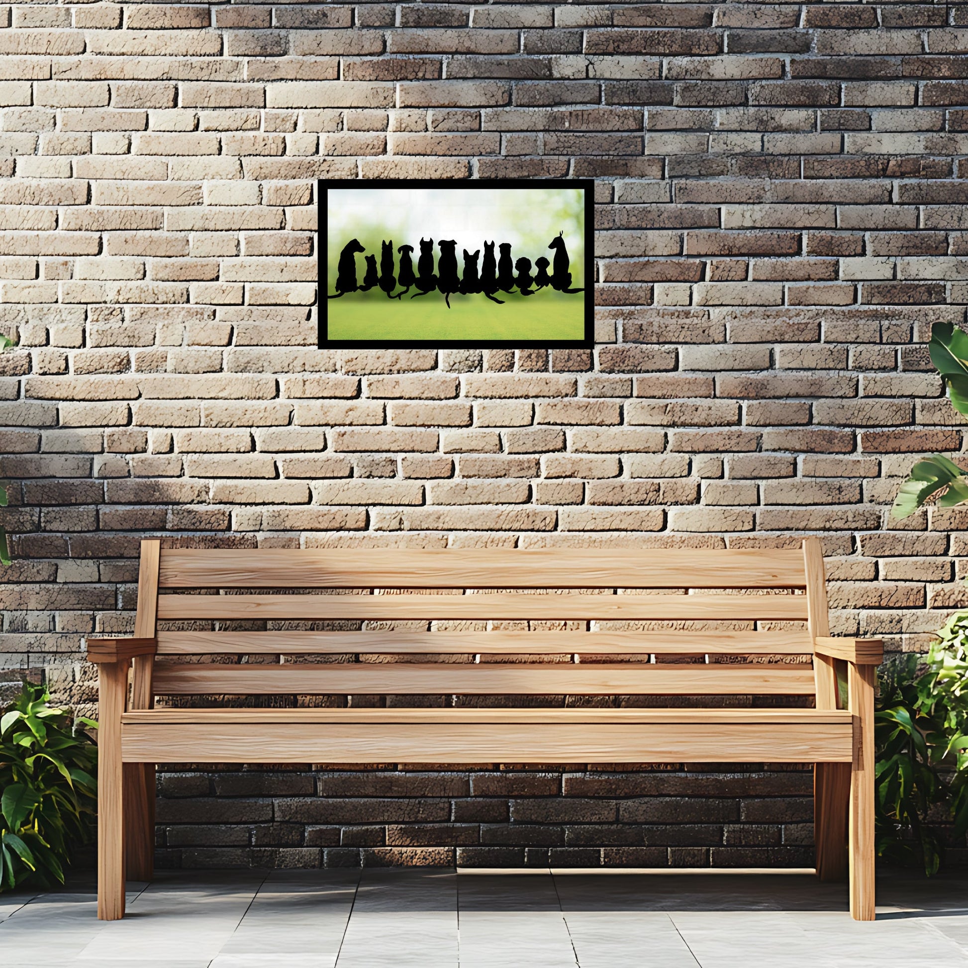 Friendly Dogs in Silhouette, SunCatcher Garden Mirror Rectangular Design - Hot Tub Shop