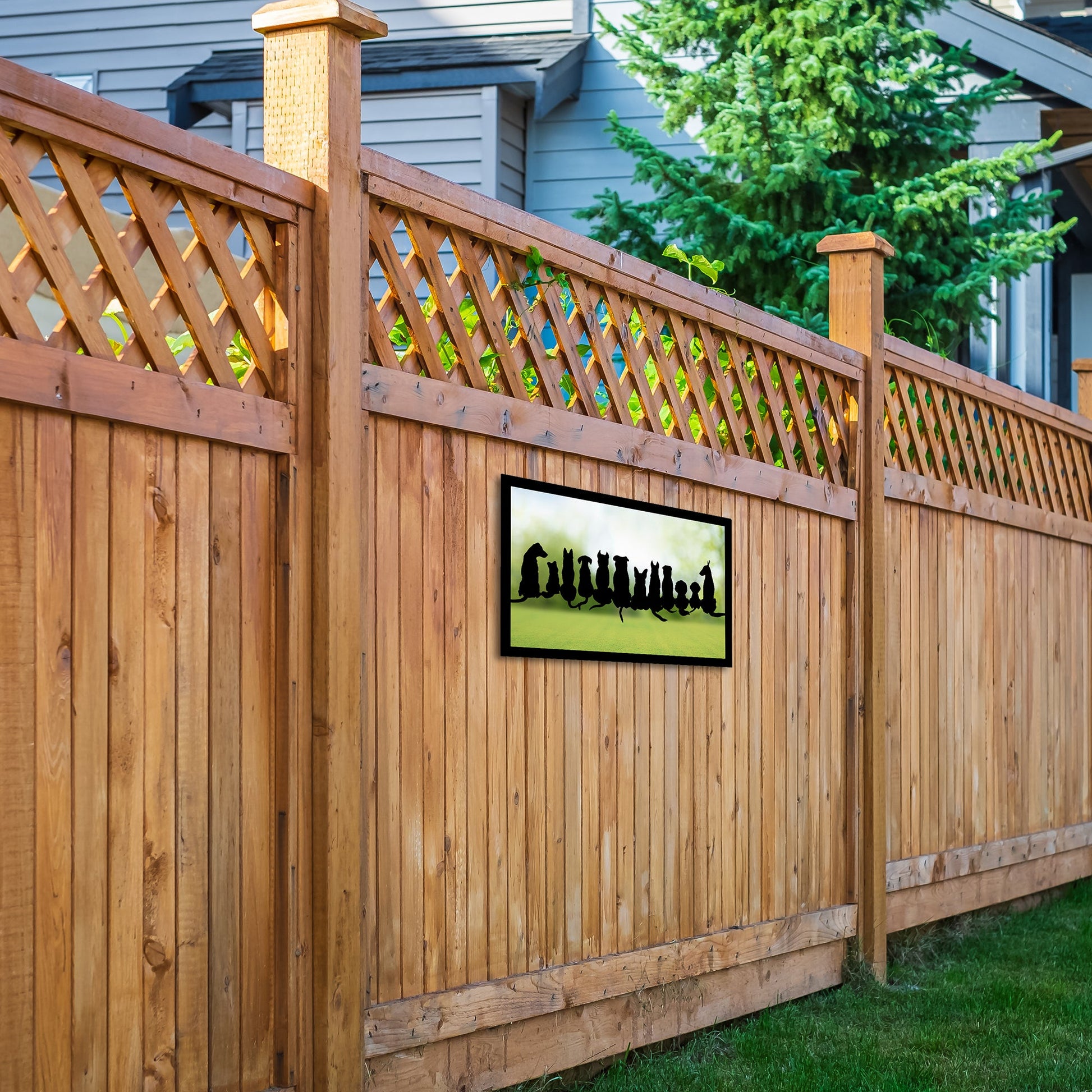 Friendly Dogs in Silhouette, SunCatcher Garden Mirror Rectangular Design - Hot Tub Shop