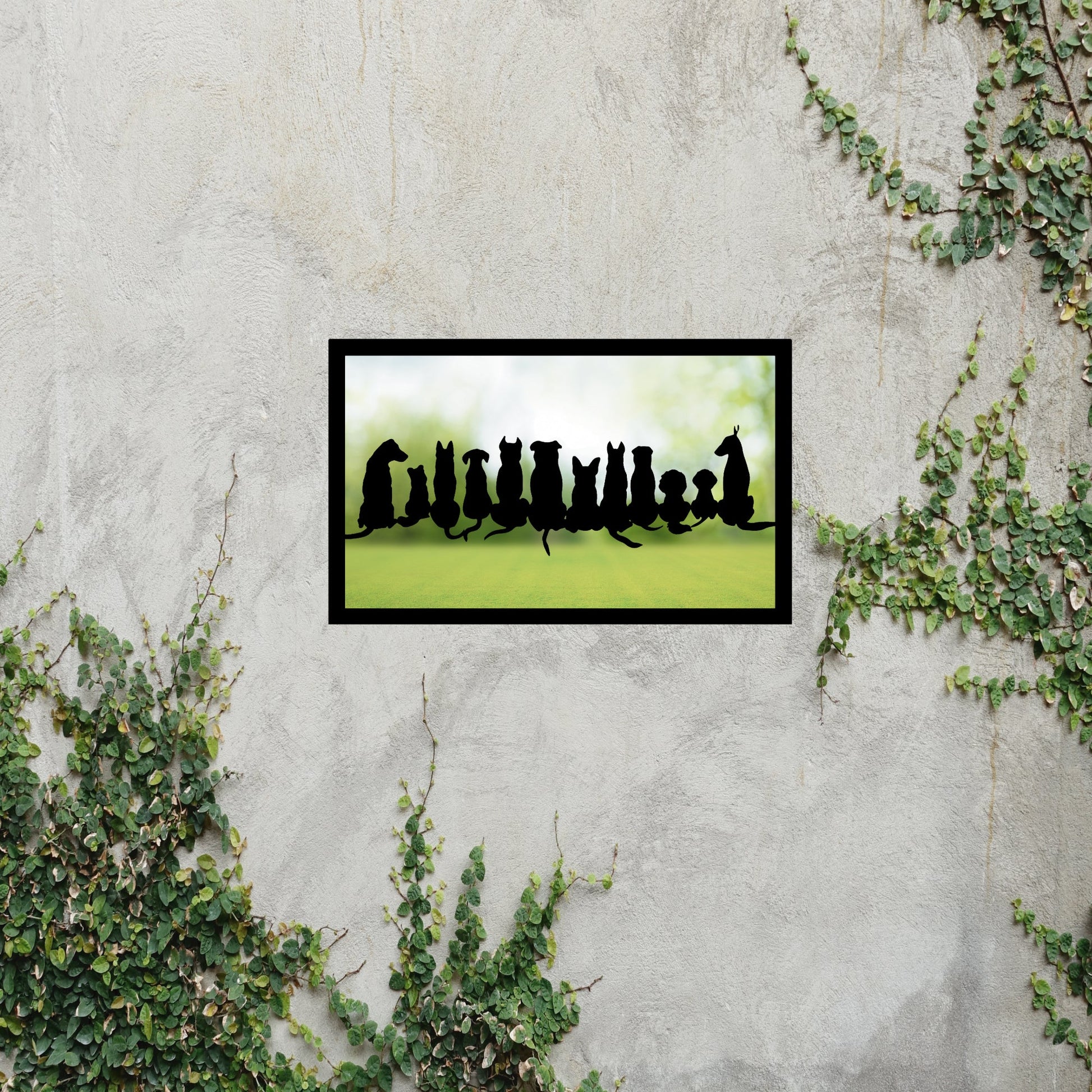 Friendly Dogs in Silhouette, SunCatcher Garden Mirror Rectangular Design - Hot Tub Shop