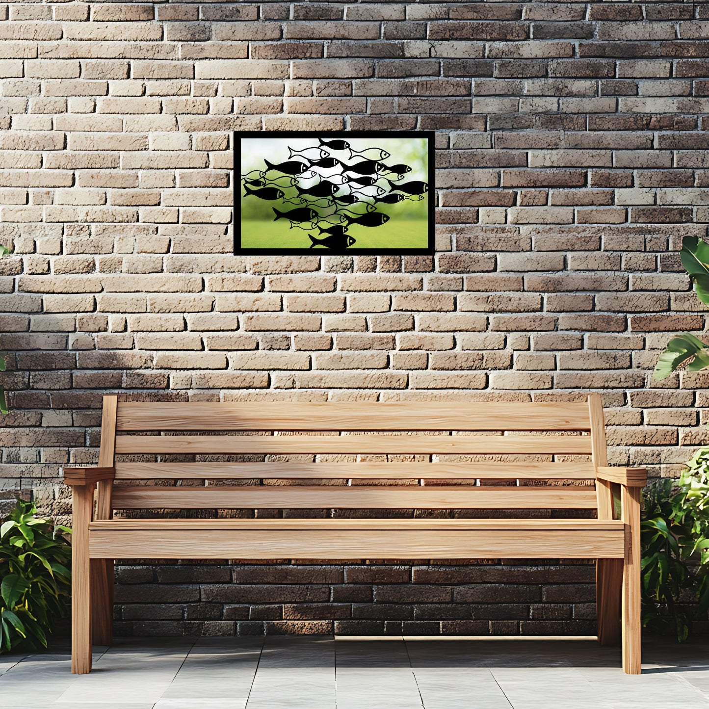 School of Fish, SunCatcher Garden Mirror Rectangular Design - Hot Tub Shop