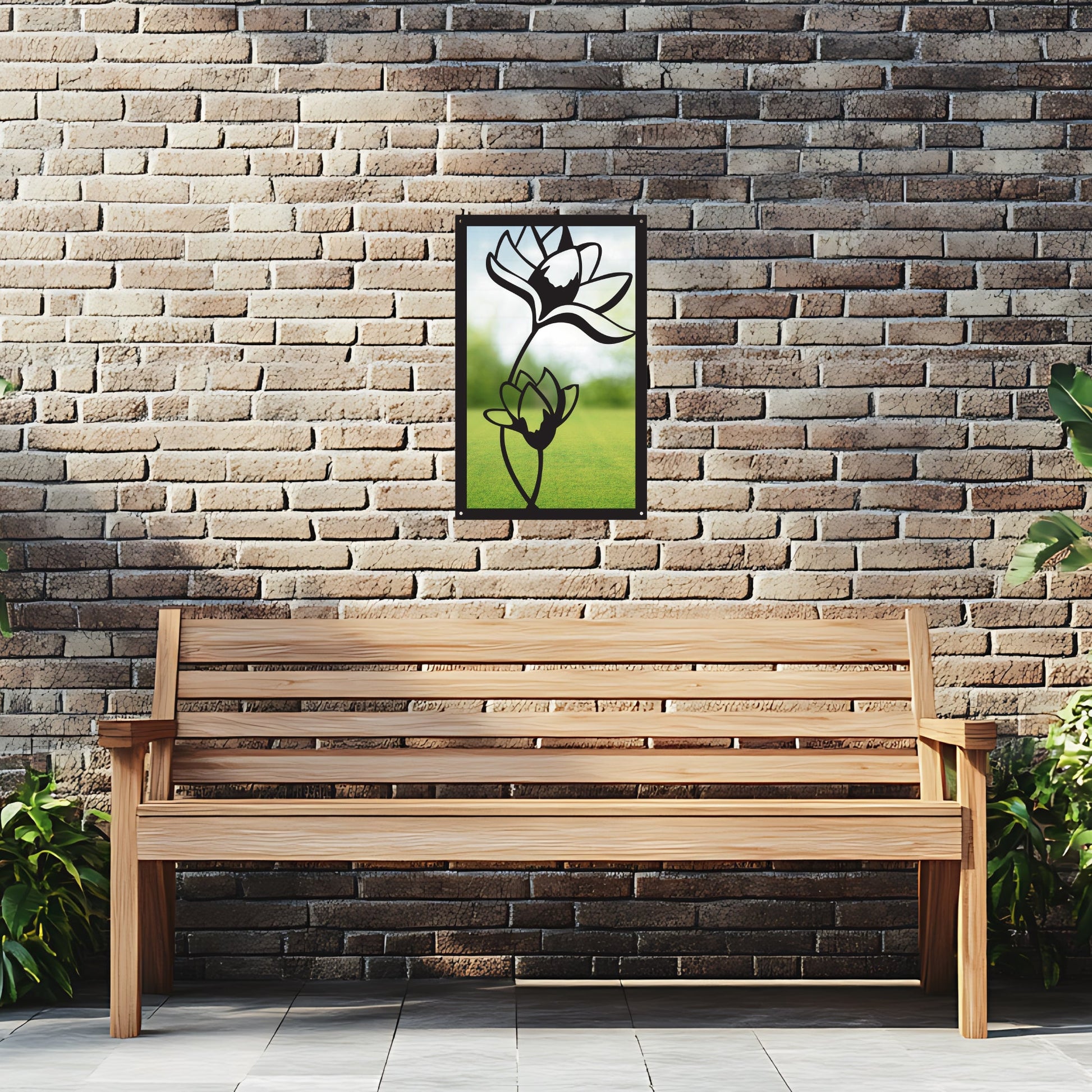 Lotus Flower, SunCatcher Garden Mirror Rectangular Design - Hot Tub Shop