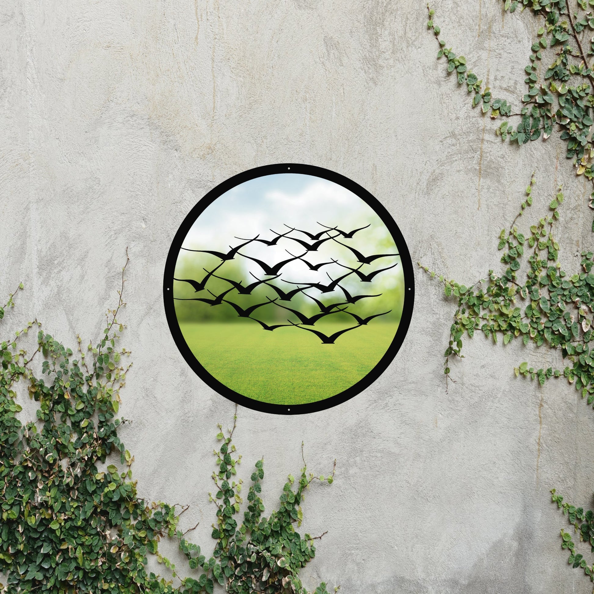 SunCatcher Garden Mirror Round Flock of Birds - Hot Tub Shop