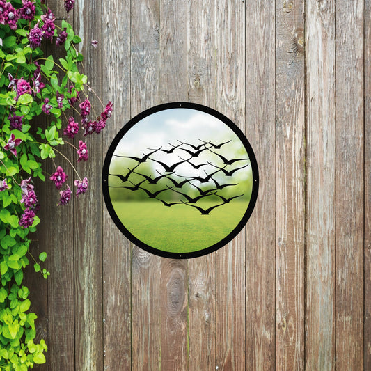 SunCatcher Garden Mirror Round Flock of Birds - Hot Tub Shop