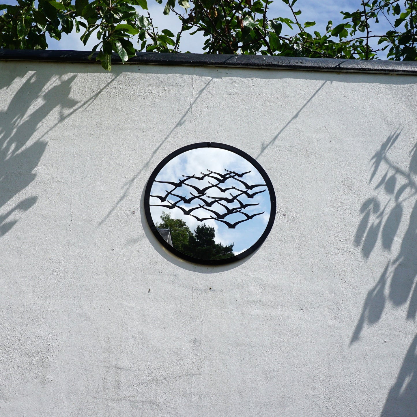 SunCatcher Garden Mirror Round Flock of Birds - Hot Tub Shop