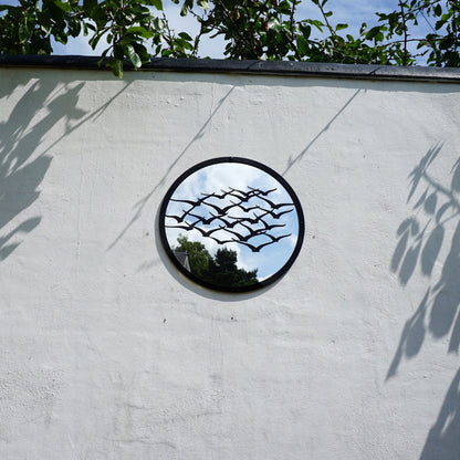 SunCatcher Garden Mirror Round Flock of Birds - Hot Tub Shop