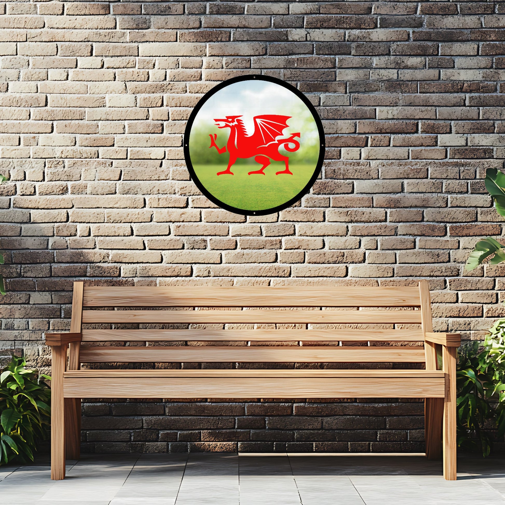 Round SunCatcher Garden Mirror Welsh Dragon - Hot Tub Shop