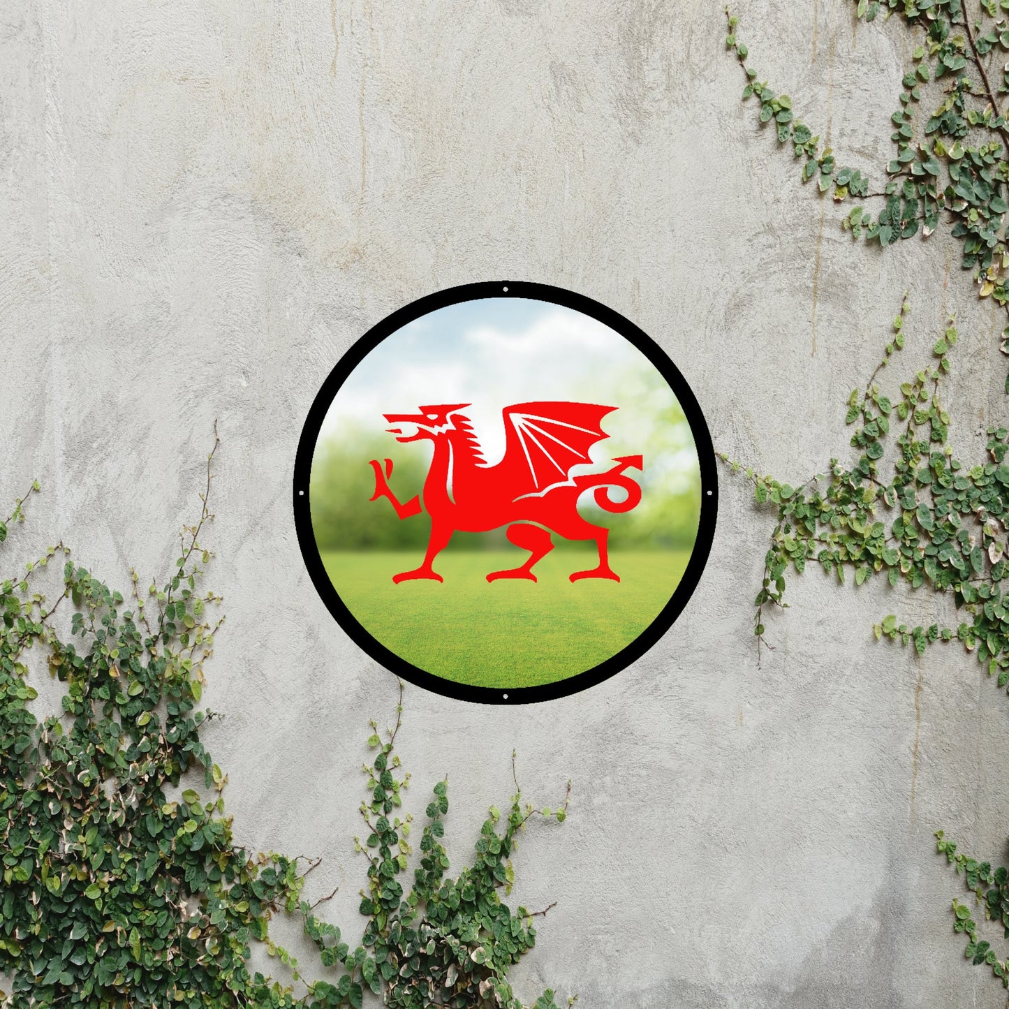 Round SunCatcher Garden Mirror Welsh Dragon - Hot Tub Shop