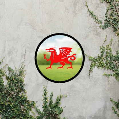 Round SunCatcher Garden Mirror Welsh Dragon - Hot Tub Shop