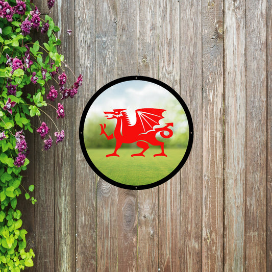 Round SunCatcher Garden Mirror Welsh Dragon - Hot Tub Shop